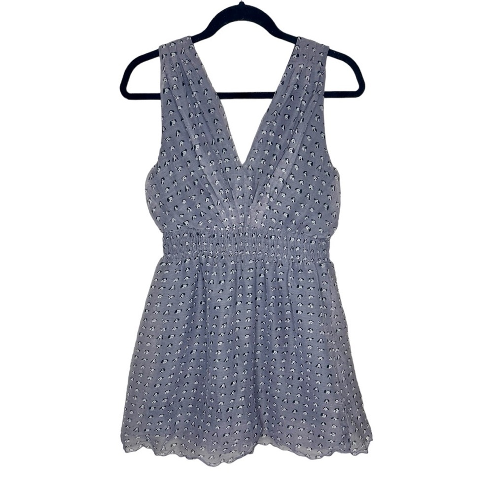 Pinky Novelty Dog Print Sleeveless Gray Tulle Dress Women’s Size Medium